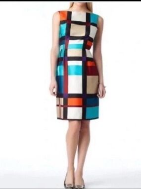 Kate Spade New York Purdy Multicolor Silk Blend Dress Color Block Size 10